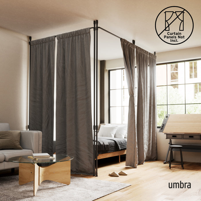Umbra Anywhere Matte Black Expandable Curtain Rod and Room Divider - 36\"-66\" 