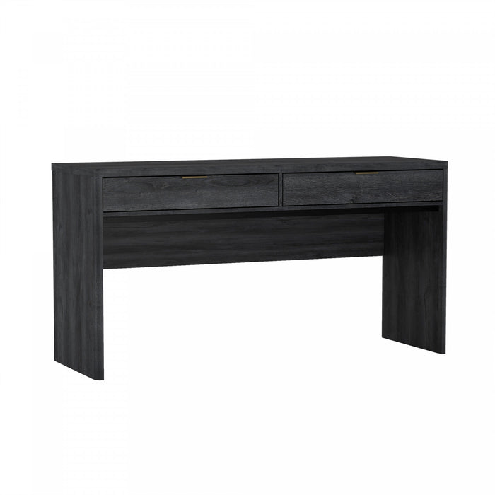 Evelyn Modern 60\" Writing Desk in Charcoal Gray (2-Drawer)