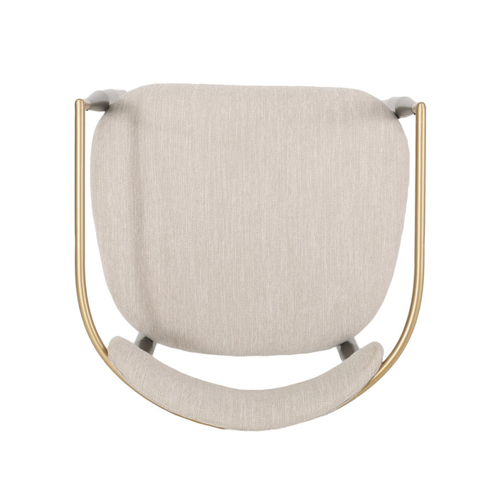Mila Dining Chair Set Of 2 With Upholstered Fabric And Metal Frame - Beige and Black