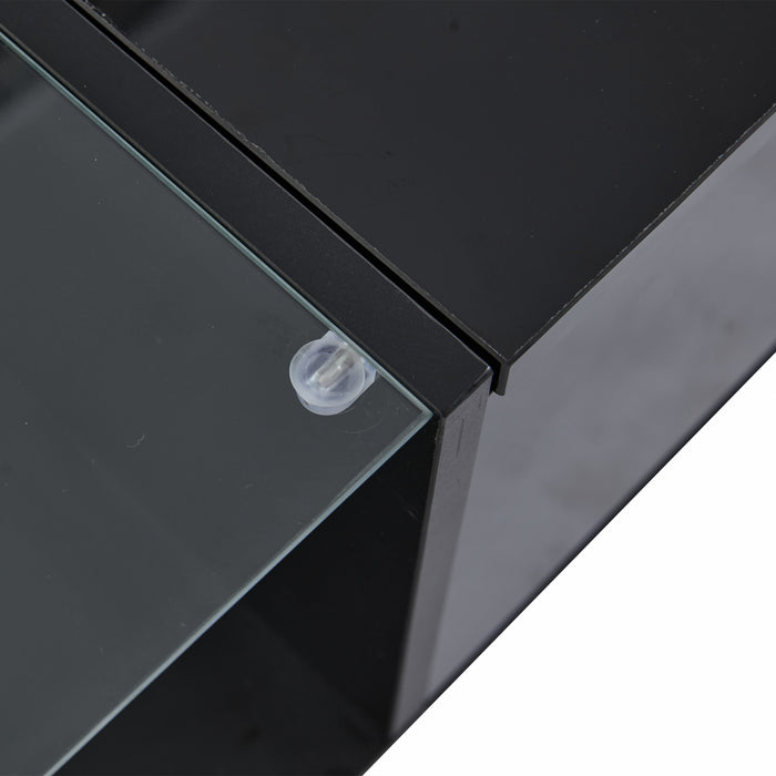James Lift Up Coffee Table with Hidden Storage and LED Lighting,Black