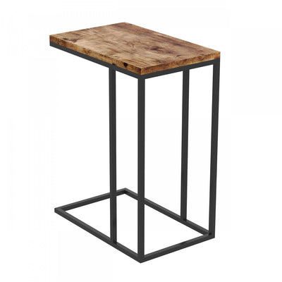 19” C-Shaped End Table With Metal Frame - Brown Reclaimed Wood | Table de bout en forme de C de 19 po avec armature en métal - bois recyclé brun
