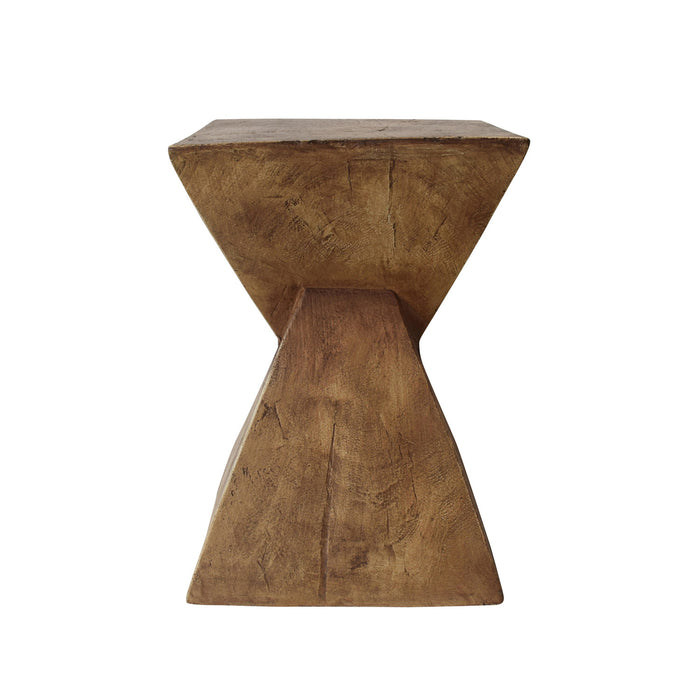 Zane 18\" MGO Geometric Twisted Accent Table, Unique Wood Grain Indoor Side Table, Natural