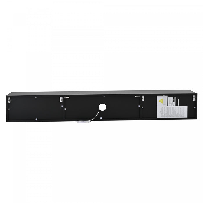 Evan Floating TV Stand with LED Lighting and Storage Doors,Black
