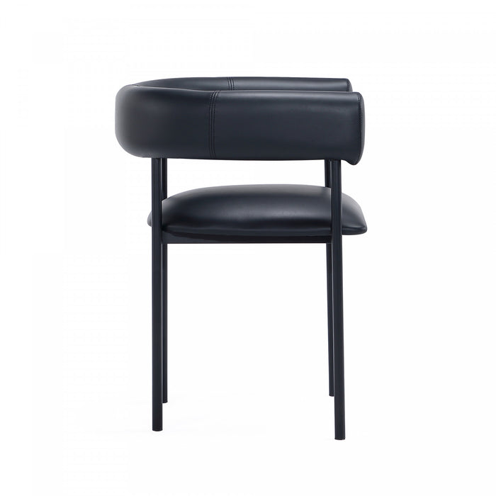Onda Contemporary Vegan Leather Metal Dining Chair in Black
