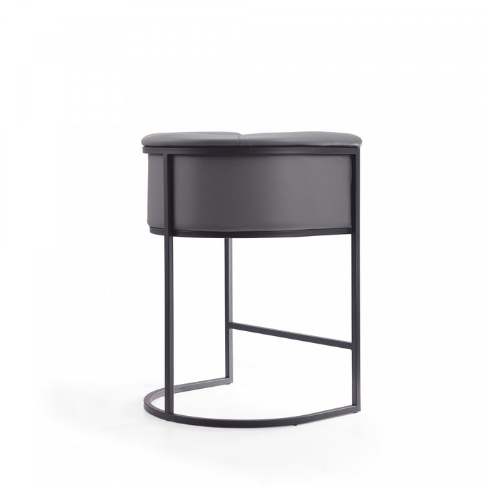 Cosmopolitan Mid-Century Modern Metal Upholstered Counter Stool in Gray - Set of 2 Bar Stool