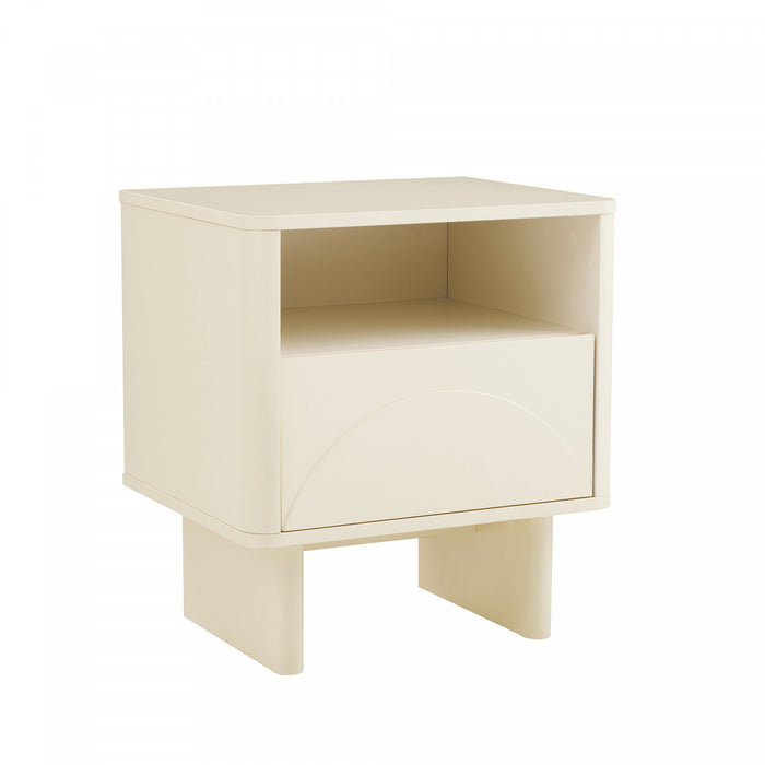 Ella Modern 20\" Nightstand in Cream (1-Drawer) - Set of 2