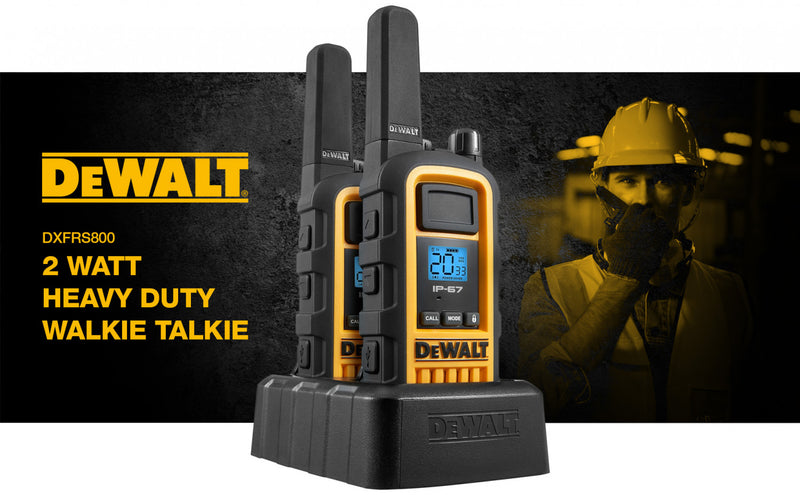 2 Dewalt Dxfrs800 Walkie Talkies - 2 Watt, Heavy Duty, 22 Channel Long Range Two Way Radios