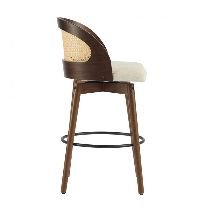 Calvin Indoor Counter Height Swivel Bar Stool Set of 2 with Ergonomic Backrest,Walnut