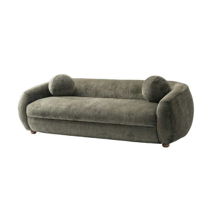Tribeca Mid-Century Modern 86\" Chenille Sofa in Olive Green