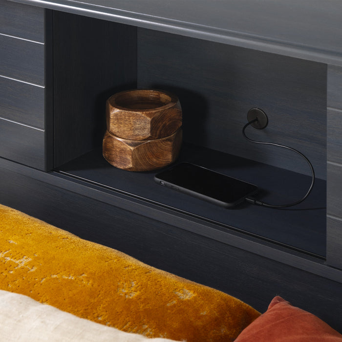 Ulysses Full Bed And Bookcase Headboard Set - Blueberry 