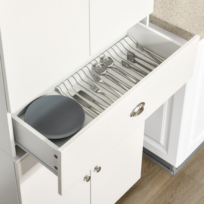 HOMCOM 72\" Kitchen Pantry with Drawer, 4 Doors and 3 Adjustable Shelves