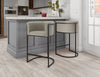 Cosmopolitan Mid-Century Modern Metal Upholstered Counter Stool in Stone Gray | Tabouret de comptoir moderne du milieu du siecle Cosmopolitan en metal et tissu, gris pierre