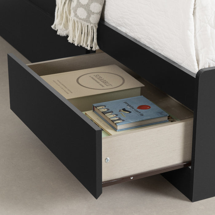 Vito Mates Bed With Bookcase Headboard Set Pure Black - South Shore