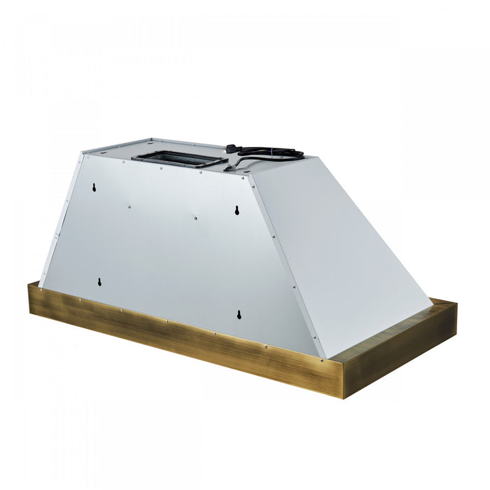 Forno Vittorio 48-Inch Wall Mount Range Hood, White with Antique Brass Trim-FRHWM5078-48BLK