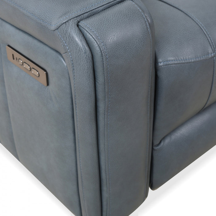Bellamy 78 in. Leather Match Power Reclining Sofa with Adjustable Headrest and USB - Blue