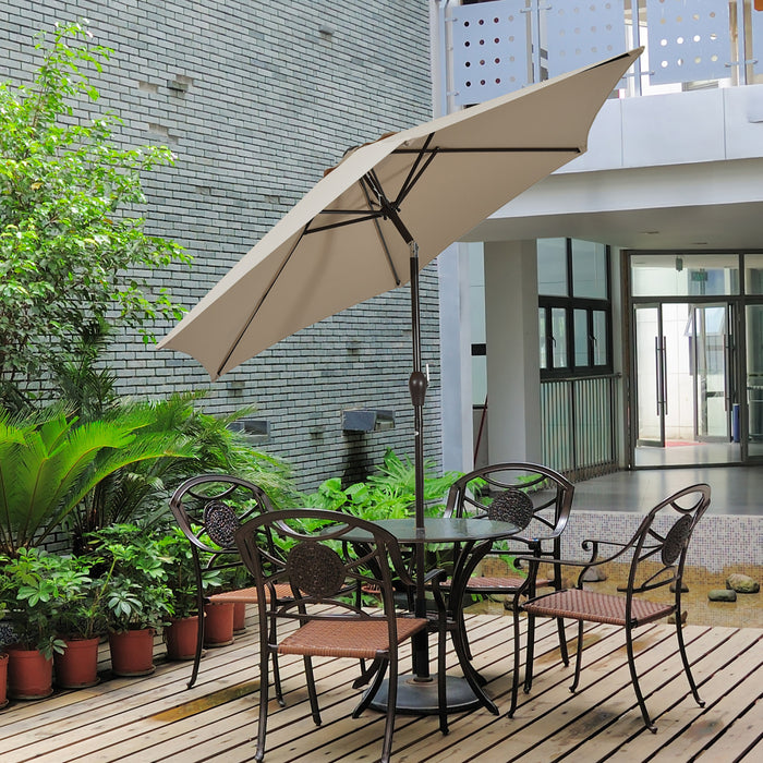 Costway 9Ft Outdoor Market Patio Table Umbrella Push Button Tilt Crank Lift Tan