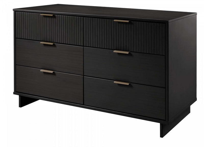 Granville Modern 55\" Dresser in Black (6-Drawer)