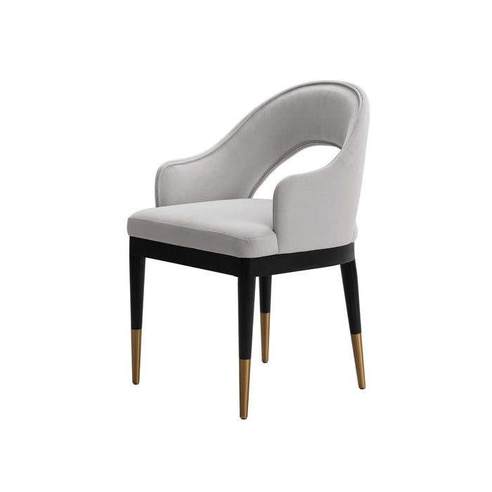Carrington Modern Glam Upholstered Velvet Armchair in Light Gray