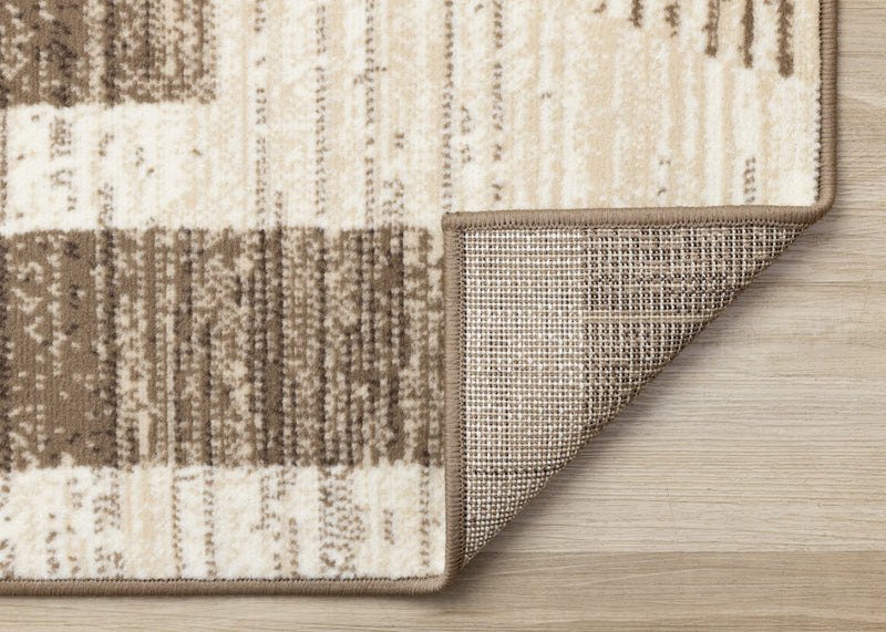 Forte Brown Beige Cream Abstract Geometric Design Area Rug - 5'3\" x 7'5\"
