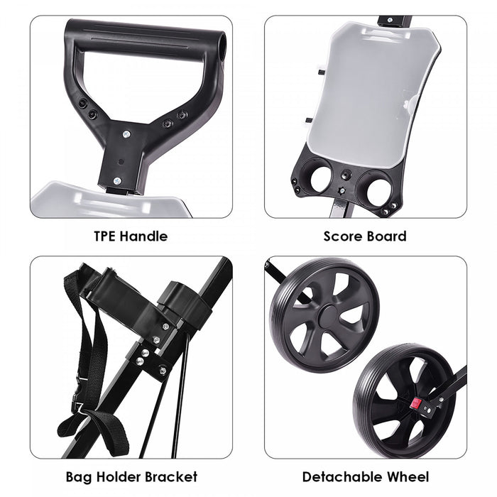 Costway Folding 2 Wheel Push Pull Golf Club Cart Trolley Swivel Scoreboard Lightweight