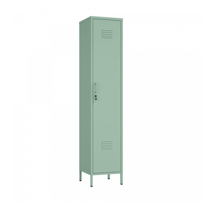Naomi Modern 15\" Metal Storage Cabinet in Sage Green Armoire