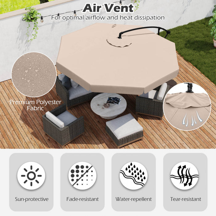 Costway 10 FT Offset Hanging Umbrella Patio Cantilever Umbrella with Cover Beige