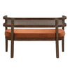 Rattan 47.5 Inch Rattan Upholstered Loveseat with Hand-Woven Backrest, Dark Orange, Walnut | Rattan Causeuse Rembourree en Rotin 47.5 po avec Dossier Tisse Main, Orange Fonce, Noyer