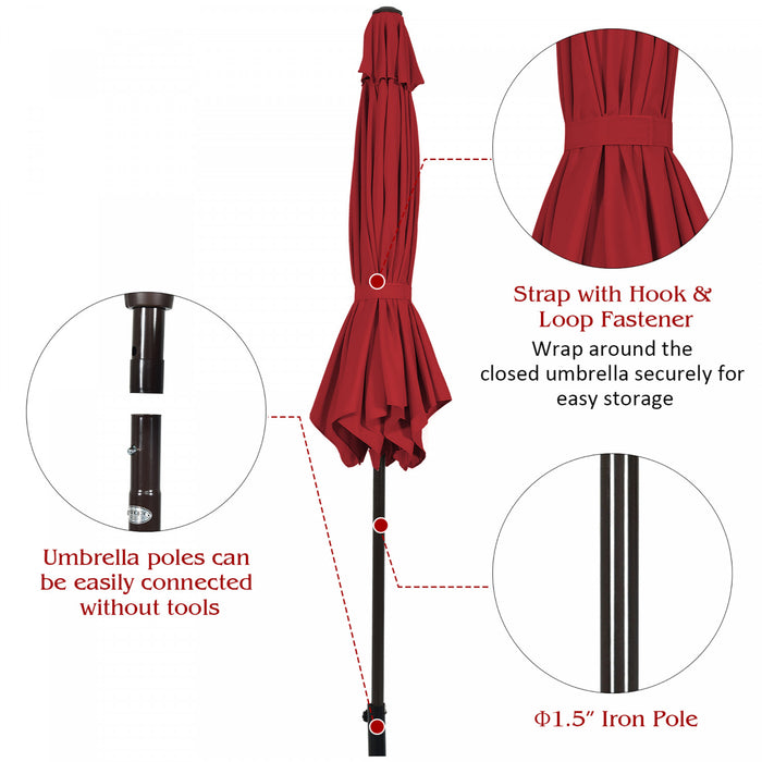 Costway 10Ft Outdoor Market Patio Table Umbrella Push Button Tilt Crank Lift Burgundy