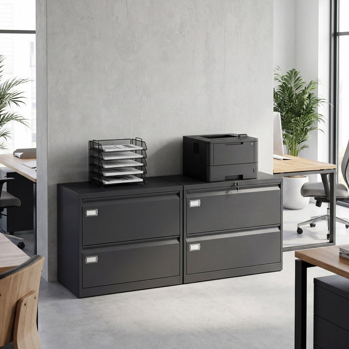 HOMCOM Lateral File Cabinet Steel Filing Cabinet for A4 Letter Legal Black
