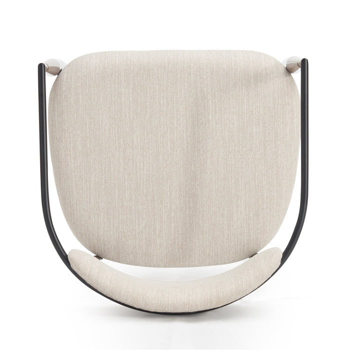Mila Dining Chair Set Of 2 With Upholstered Fabric And Metal Frame - Beige and Walnut