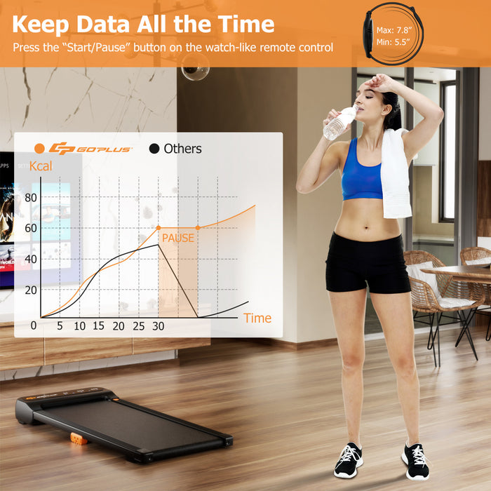 Costway Walking Pad 2 In 1 Under Desk Treadmill For Home With Watch Remote Control & Led Display