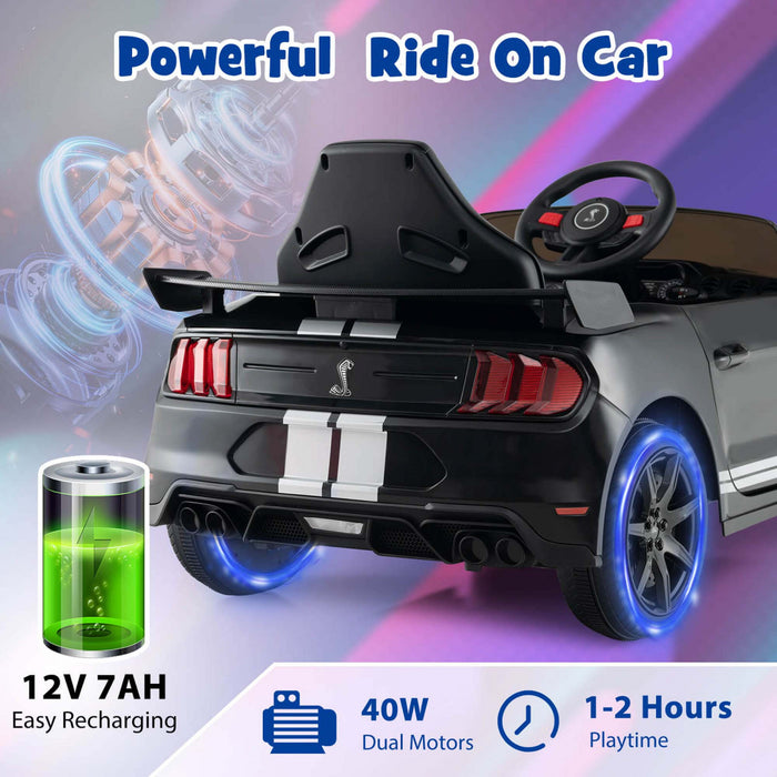Costway 12v Licensed Ford Mustang Shelby Gt500 Kids Ride On Car With Remote Control Black