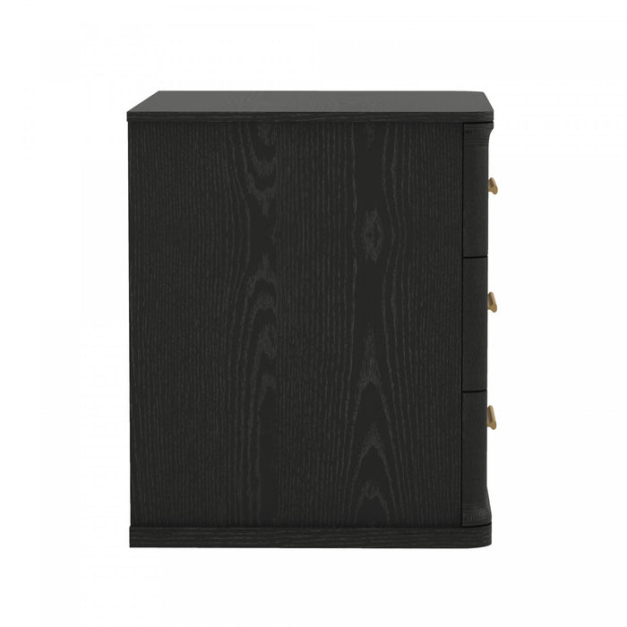 Clifford Traditional Nightstand in Black (3-Drawer)