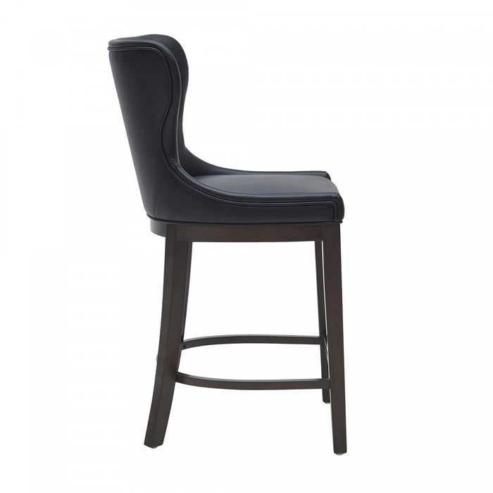 Blair Modern Wood Upholstered Counter Stool in Black - Set of 3 Bar Stool