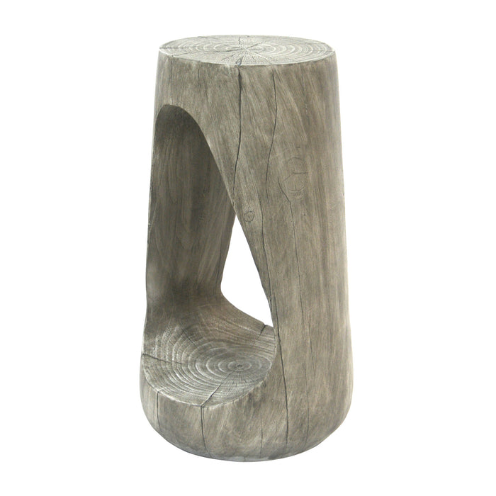 Brio 26.57\" Rustic Tree-Stump MGO Accent Table, Unique Wood Grain Indoor Side Table, Grey