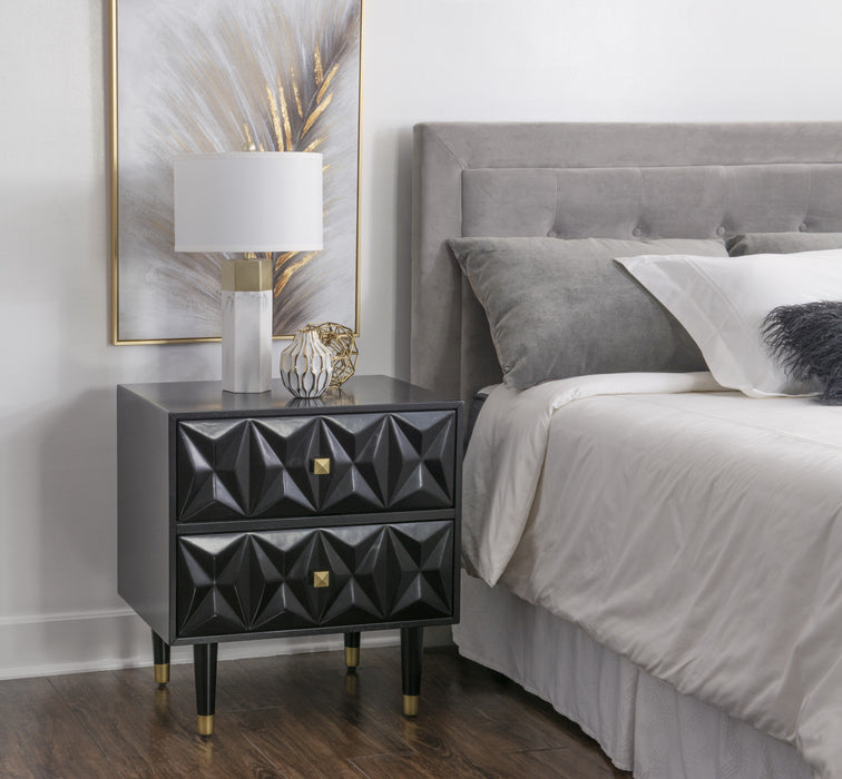 Geo 2-Drawer Textured Nightstand - Black