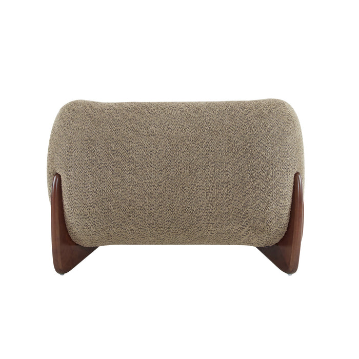 Tuxor Modern Upholstered Boucle Arm Chair with Tuxedo Design, Light Brown, Walnut