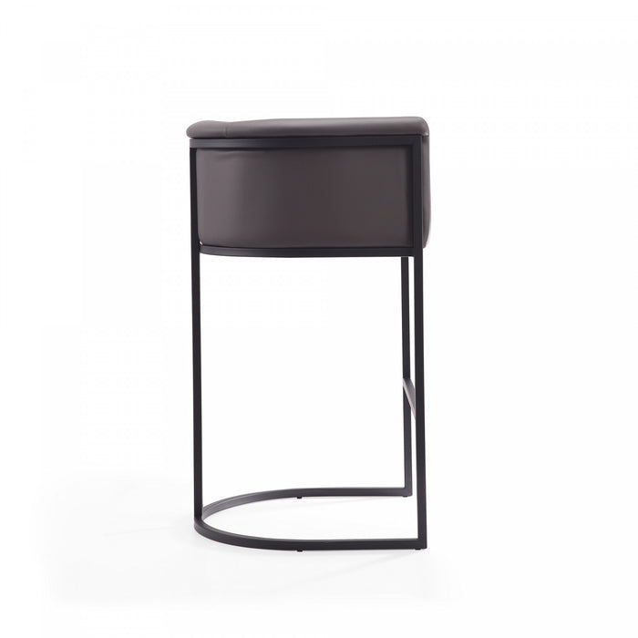 Cosmopolitan Mid-Century Modern Metal Upholstered Barstool in Graphite - Set of 2 Bar Stool
