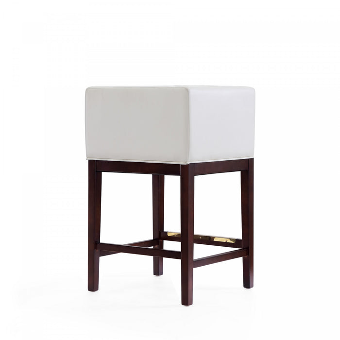 Kingsley Mid-Century Modern Wood Upholstered Counter Stool in Ivory - Set of 2