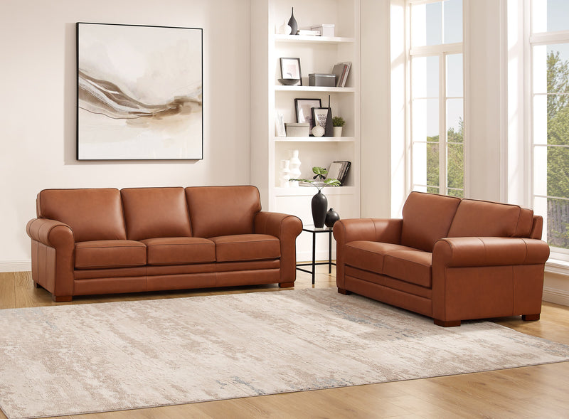 Hydeline Brookfield Leather Loveseat - Brown