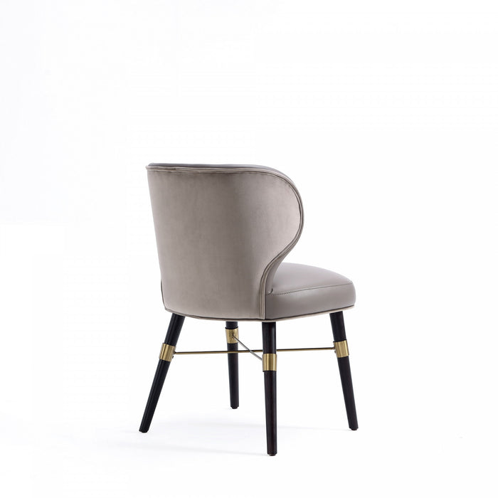 Strine Modern Wood Upholstered Dining Chair in Dark Taupe - Set of 2