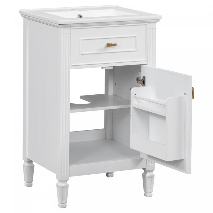 Jocelyn 20\" Bathroom Vanity with Ceramic Sink and Solid Rubberwood Frame, Black