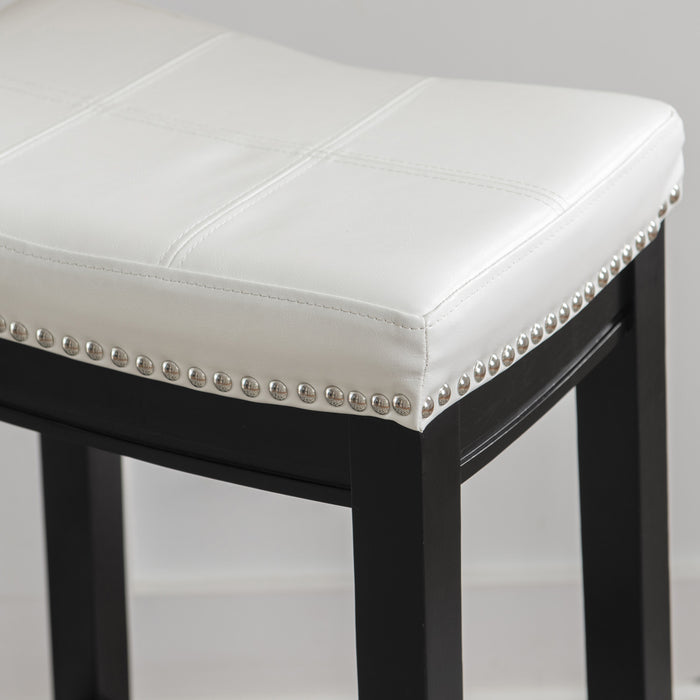 Claridge Faux Leather Backless Counter-Height Stool - Black and White