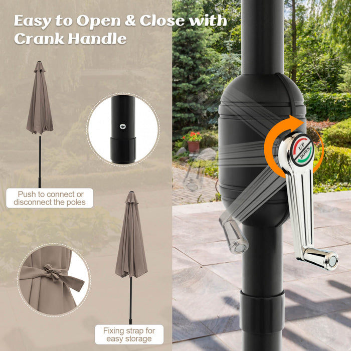 Costway 10Ft Outdoor Market Patio Table Umbrella Push Button Tilt Crank Lift Tan Tan