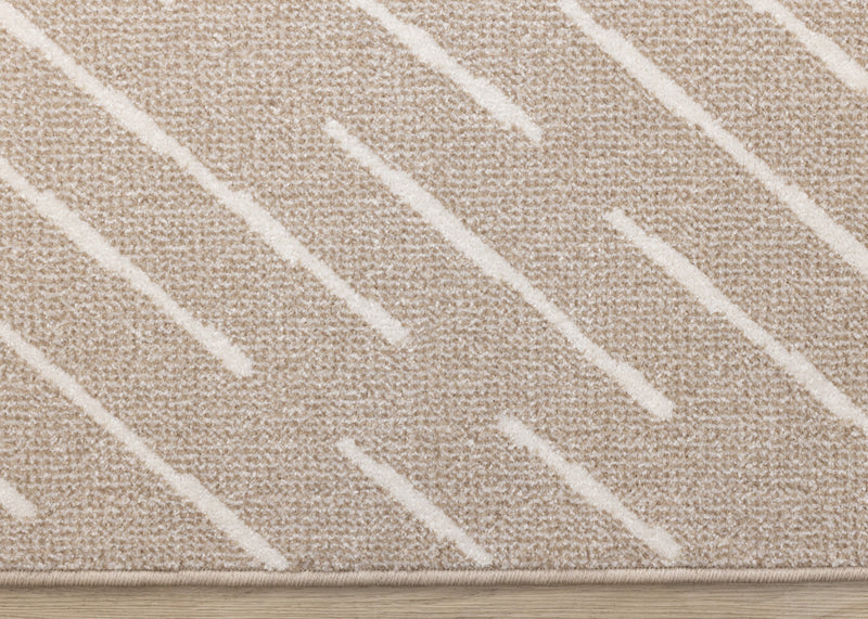 Covington Beige Cream Diagonal Rain Streaks Design Rug, 6'7\" x 9'10\" Indoor Area Rug