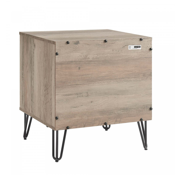 Dumbo Modern 20\" Fluted Nightstand in Rustic Gray (1-Drawer) - Set of 2