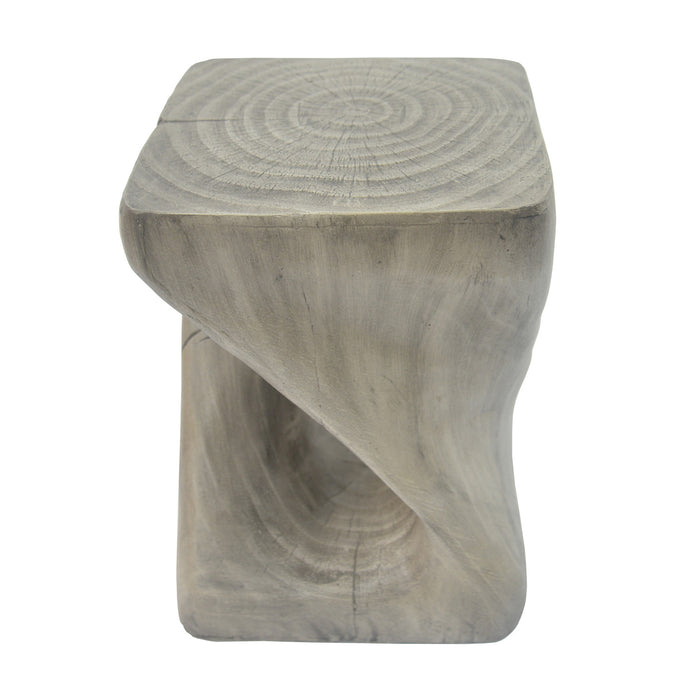 Miro 16\" Modern Twisted Hourglass MGO Accent Table, Faux Wood Grain Indoor Side Table, Grey