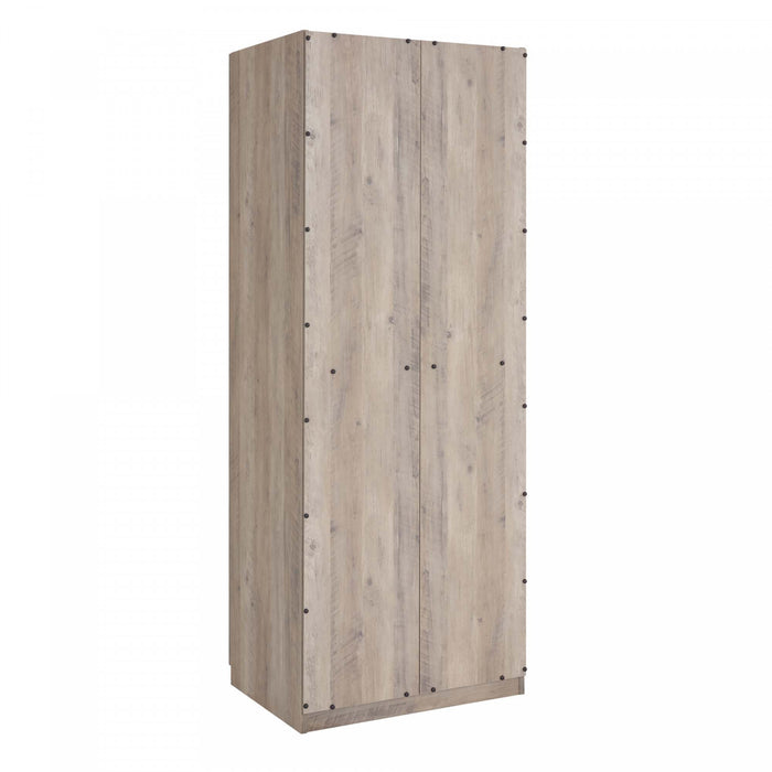 Lee Modern 32\" Wardrobe Closet in Rustic Gray - Set of 2 Armoire
