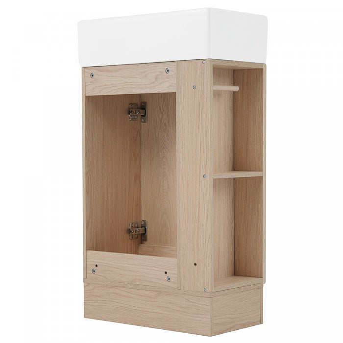 Ethan 18.6\" Bathroom Vanity with Sink and Adjustable Shelf, Brown