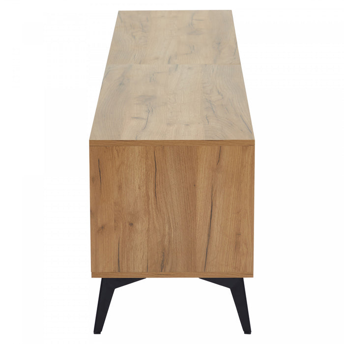 Mason TV Stand with Storage Cabinets and Open Shelving,Natural